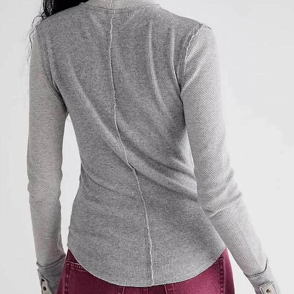 We the Free Freya Mock Neck Top in Grey - Picture 4 of 13